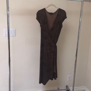 BCBG Max Azria asymmetrical brown wrap dress